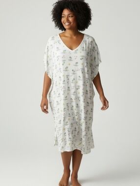 Womens Plus 2X Sleepwear Sleep Gown Palm Trees Sun Shells Vacation Resortwear